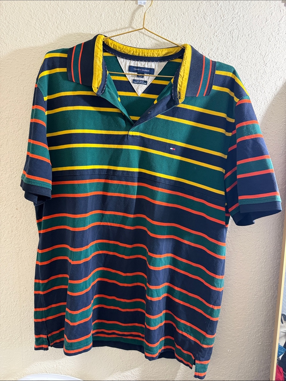 Tommy Hilfiger Multicolor Striped Polo - Green, Navy, Yellow, Red